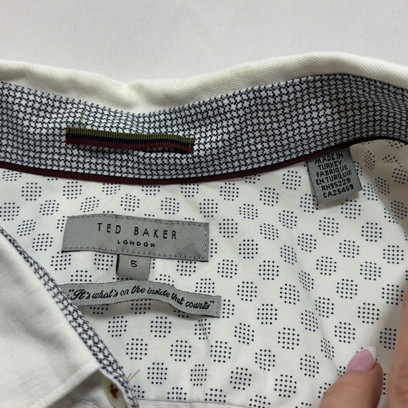Ted Baker London Men’s Short Sleeve Button Up Shirt Size XL White Contrast Trim - Picture 2 of 9